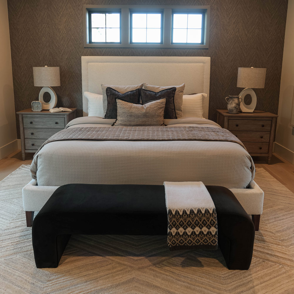 Staged home bedroom in Portland with Atelier style King bed and headboard